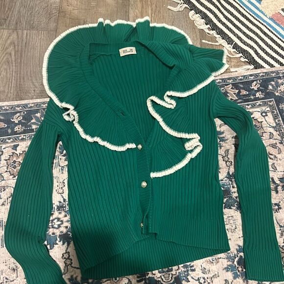 Baum und Pferdgarten ruffle asymmetrical cardigan, size small - Picture 6 of 9